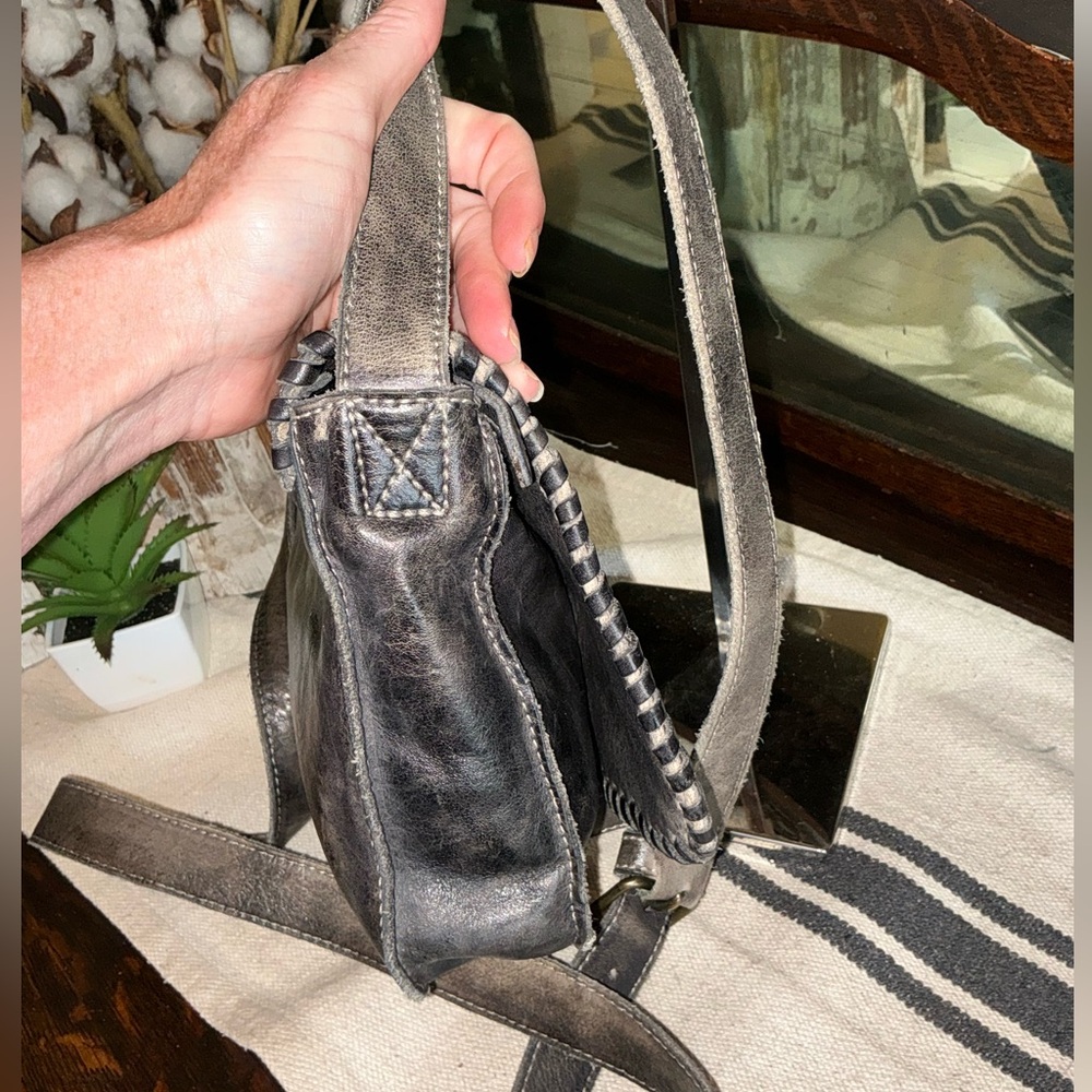 Bed Stu Leather Frankie Crossbody Bag Black Rustic Brown Retail $175 - Picture 7 of 15